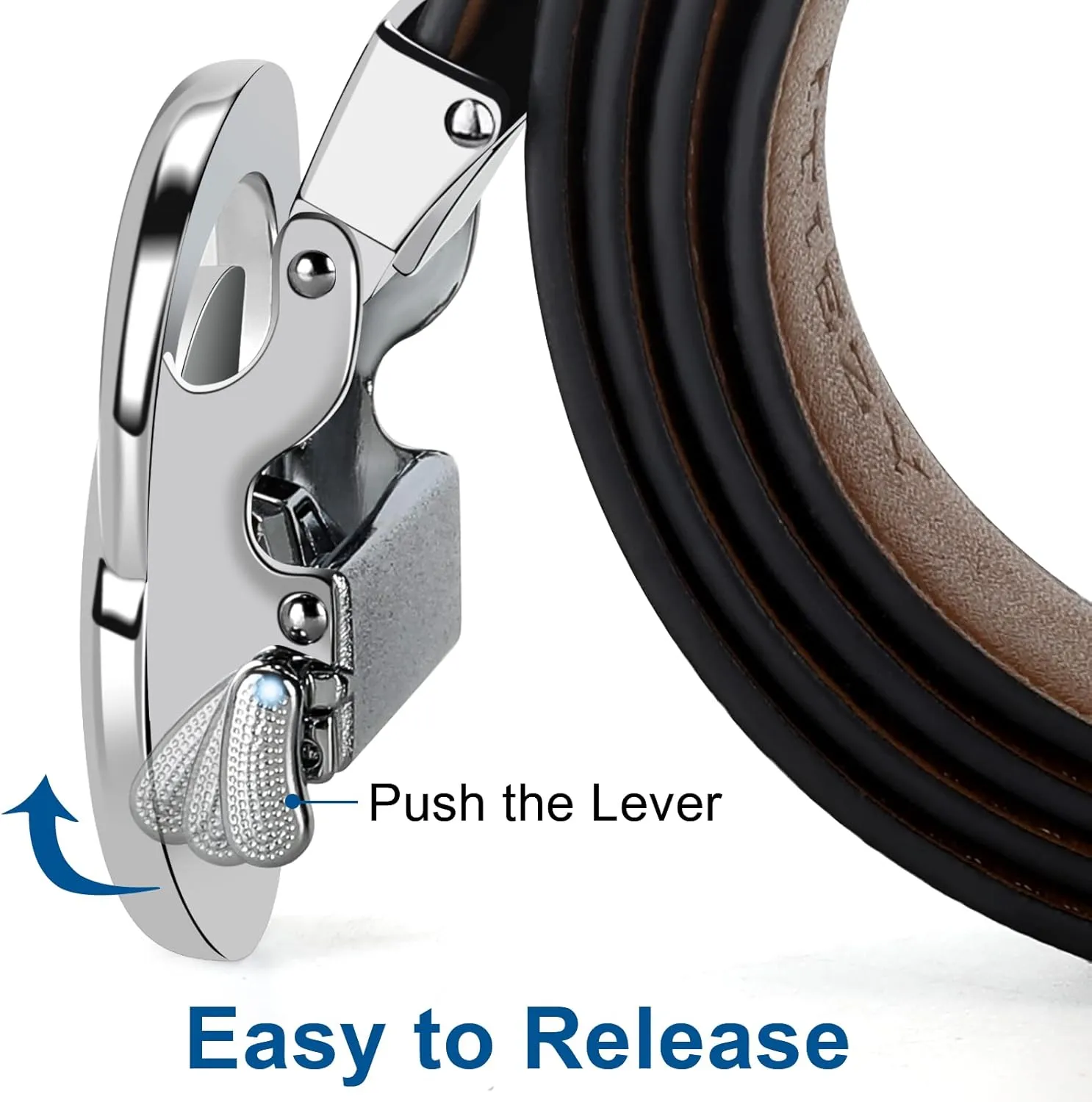 ITIEZY Ratchet Belts for Men - Leather Click Belt for Casual Dress 1 3/8", Mens Adjustable Belt Trim to Fit