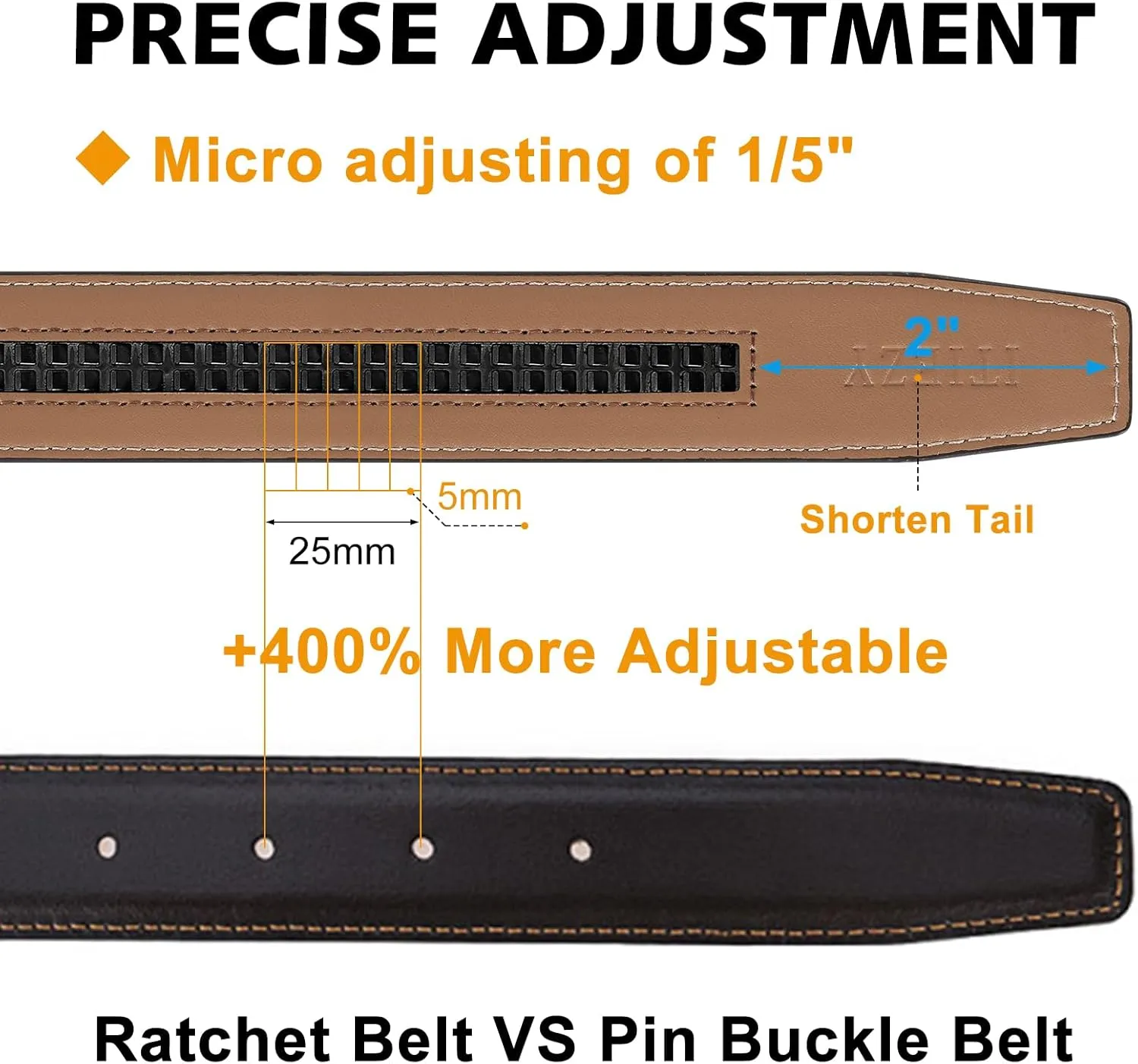 ITIEZY Ratchet Belts for Men - Leather Click Belt for Casual Dress 1 3/8", Mens Adjustable Belt Trim to Fit