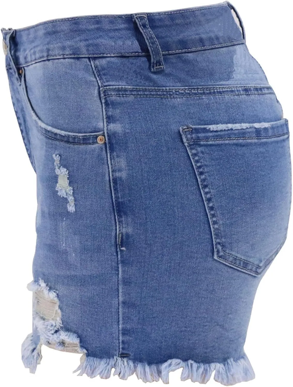 Jean Shorts Womens High Waisted Stretchy Casual Distressed Ripped Raw Hem Denim Shorts Summer Hot Pants with Pockets