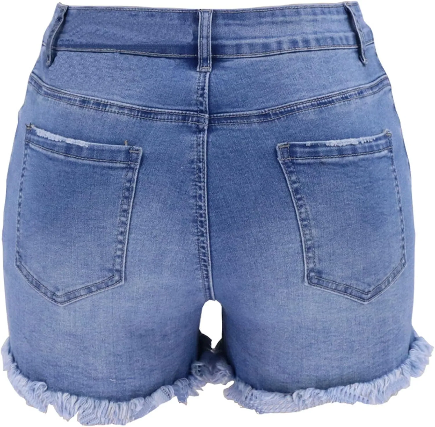 Jean Shorts Womens High Waisted Stretchy Casual Distressed Ripped Raw Hem Denim Shorts Summer Hot Pants with Pockets