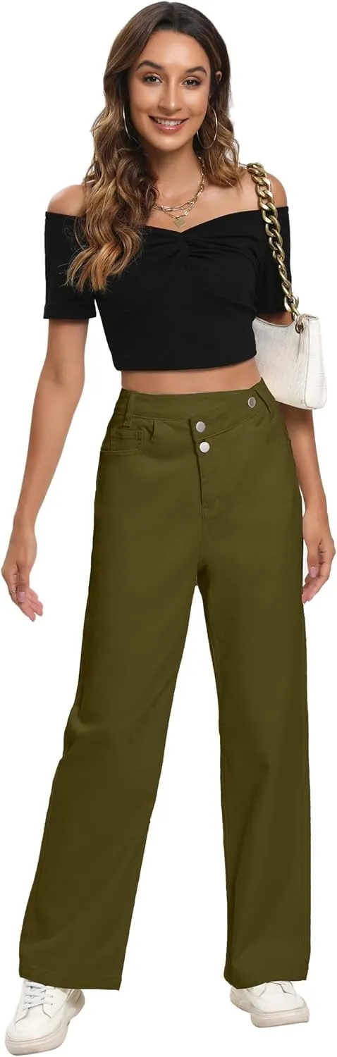 Jeans Women High Waist Wide Leg Baggy Jeans Boyfriends Stretch Denim Pants