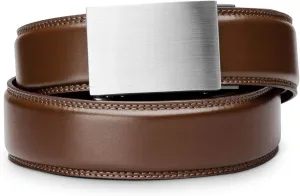 KORE Men's Full-Grain Leather Track Belts | “Eureka” Stainless Steel Buckle