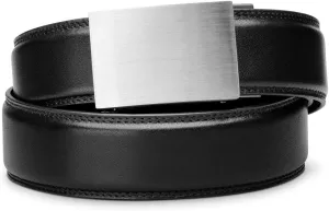 KORE Men's Full-Grain Leather Track Belts | “Eureka” Stainless Steel Buckle