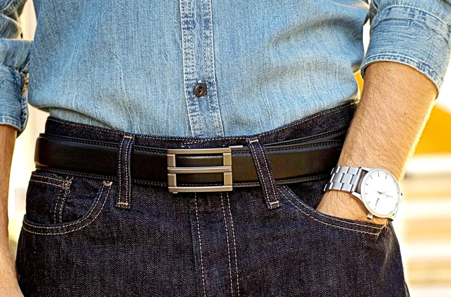 KORE Men’s Full-Grain Leather Track Belts | “Excel” Alloy Buckle