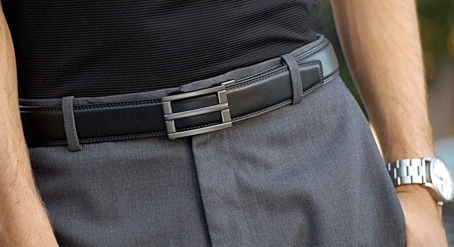 KORE Men’s Full-Grain Leather Track Belts | “Excel” Alloy Buckle