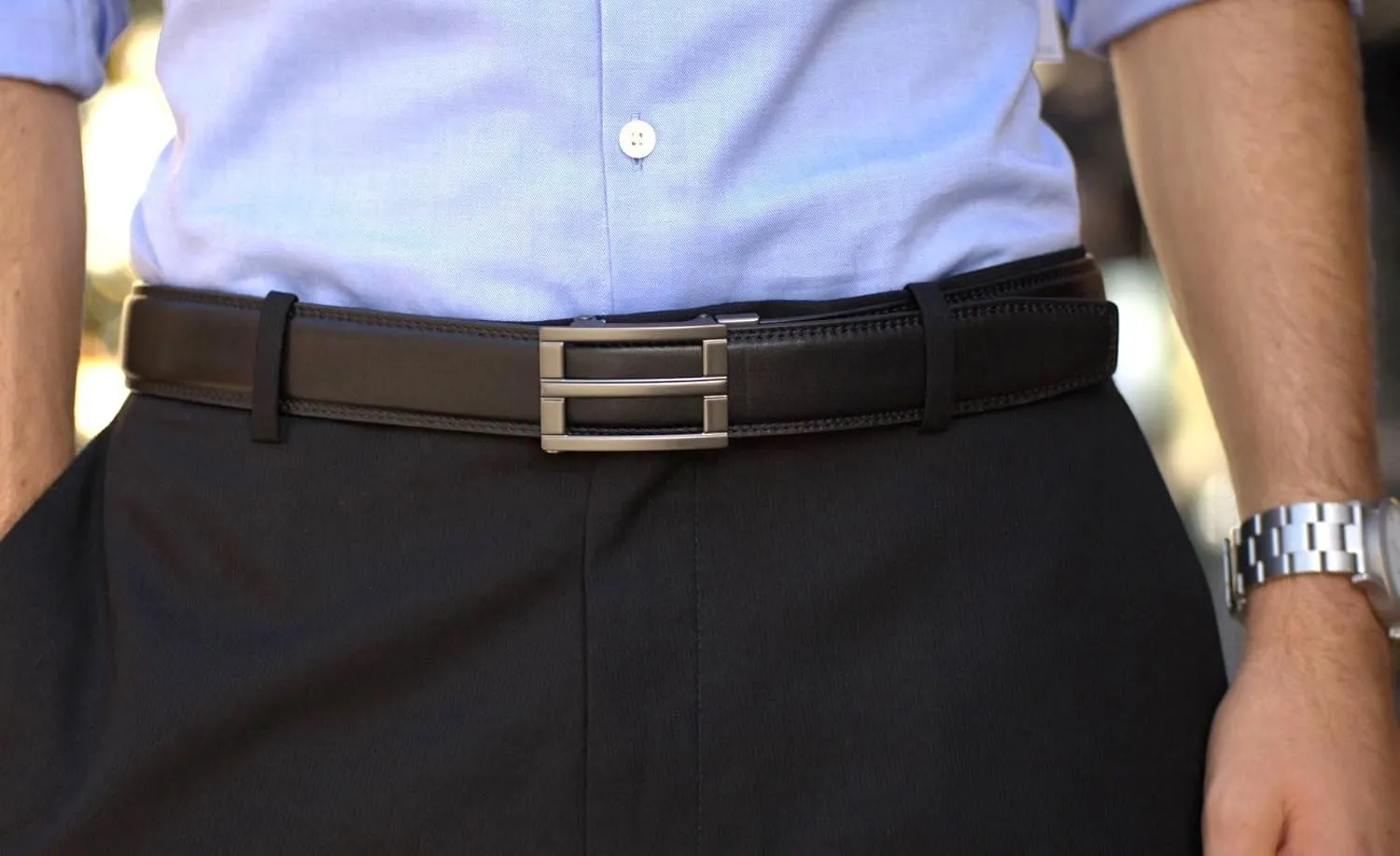 KORE Men’s Full-Grain Leather Track Belts | “Excel” Alloy Buckle
