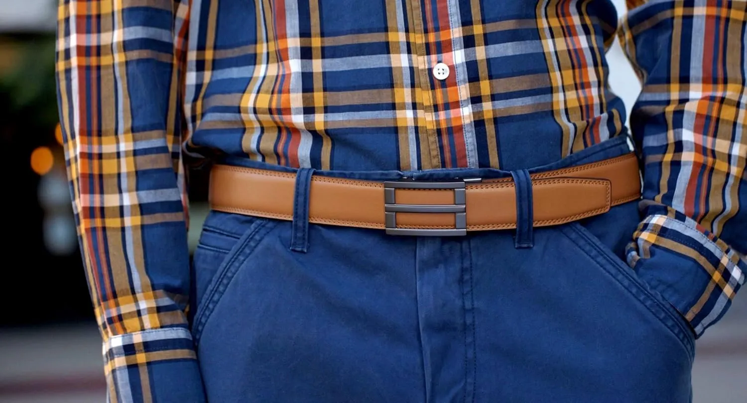 KORE Men’s Full-Grain Leather Track Belts | “Excel” Alloy Buckle