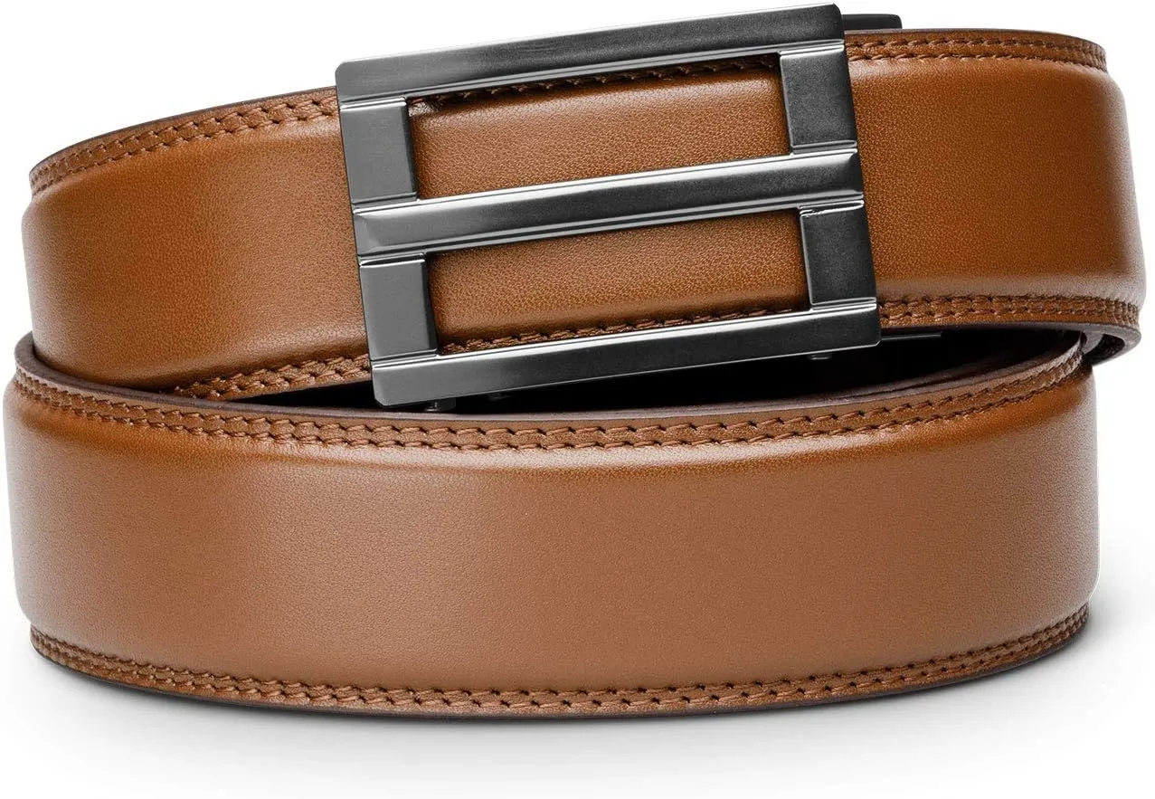 KORE Men’s Full-Grain Leather Track Belts | “Excel” Alloy Buckle