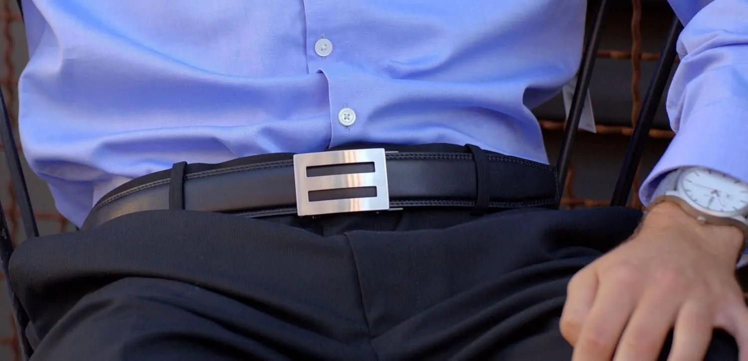 KORE Men’s Full-Grain Leather Track Belts | “Intrepid” Stainless Steel Buckle