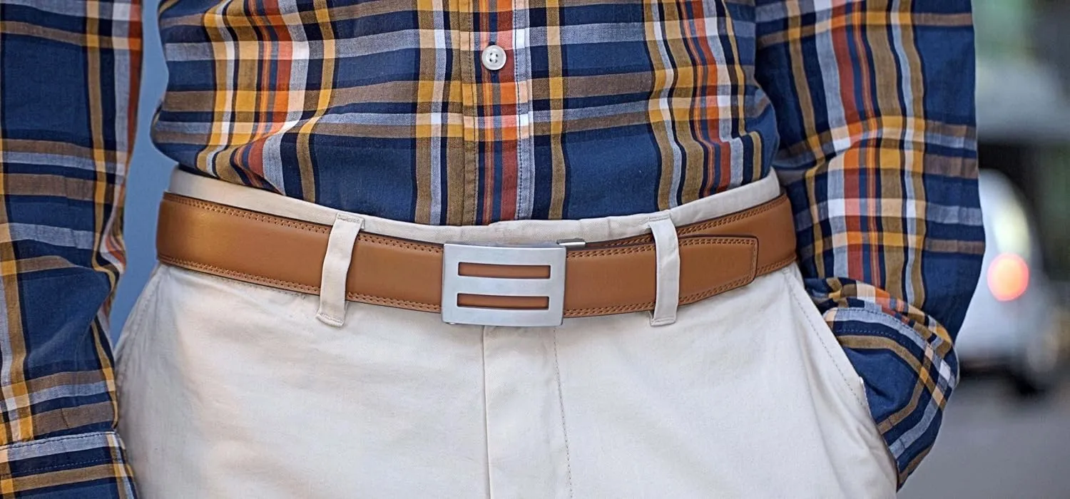 KORE Men’s Full-Grain Leather Track Belts | “Intrepid” Stainless Steel Buckle