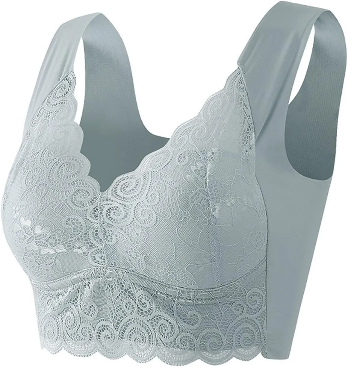 Lace Bralettes for Women Padded Seamless Comfort V Neck Bra U Back Push Up Lifting Wirefree Pullover Everyday Bras