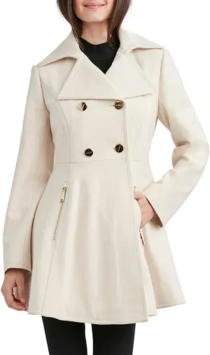 Laundry by Shelli Segal Women's Double Breasted Fit & Flare Peacoat