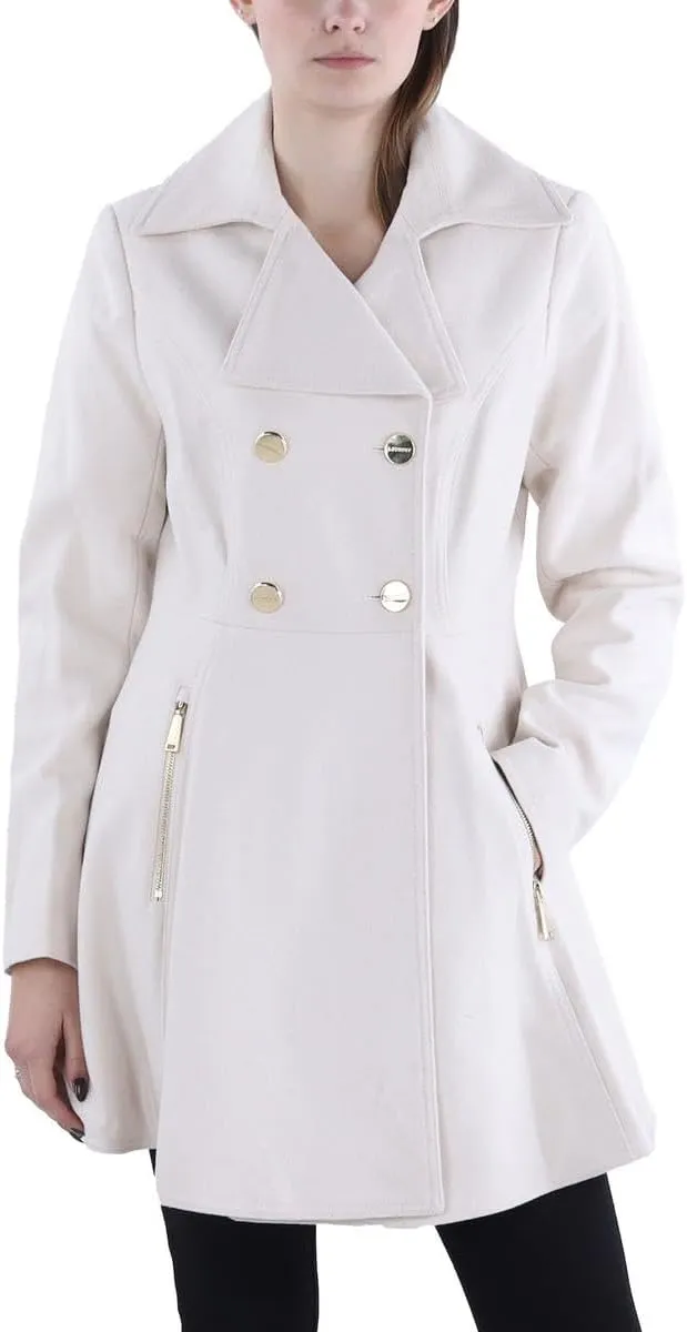 Laundry by Shelli Segal Women's Double Breasted Fit & Flare Peacoat