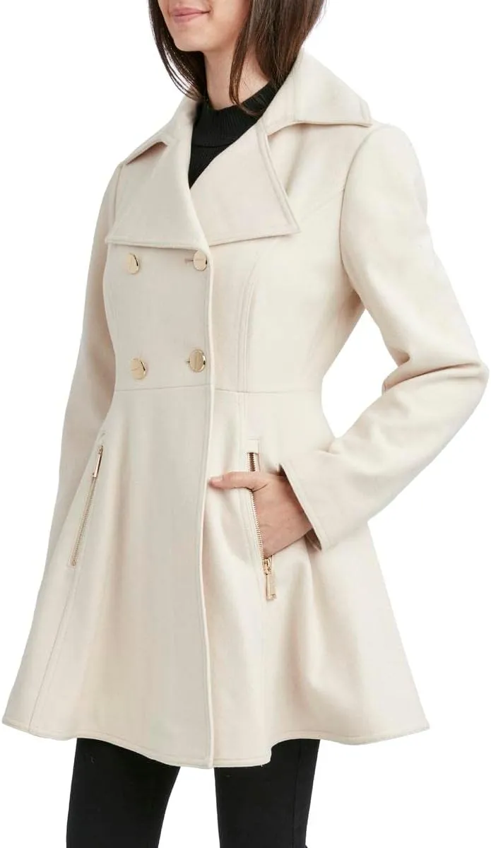 Laundry by Shelli Segal Women's Double Breasted Fit & Flare Peacoat