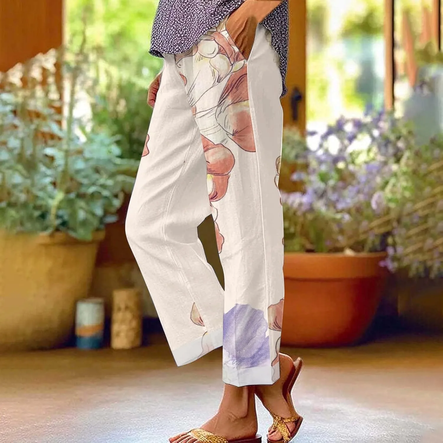 Linen Pants with Pockets Spring Women's Cotton Linen Pants Women's Plus Size Cotton Linen Yoga Pants
