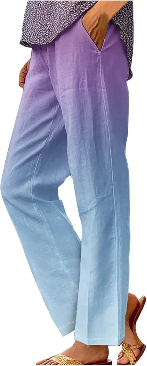 Linen Pants with Pockets Spring Women's Cotton Linen Pants Women's Plus Size Cotton Linen Yoga Pants
