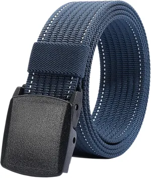LionVII Men's Nylon Work Belts - Breathable Webbing Canvas Belt with Plastic Buckle, Adjustable Trim to Fit 28-49" Waist