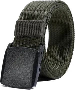 LionVII Men's Nylon Work Belts - Breathable Webbing Canvas Belt with Plastic Buckle, Adjustable Trim to Fit 28-49" Waist