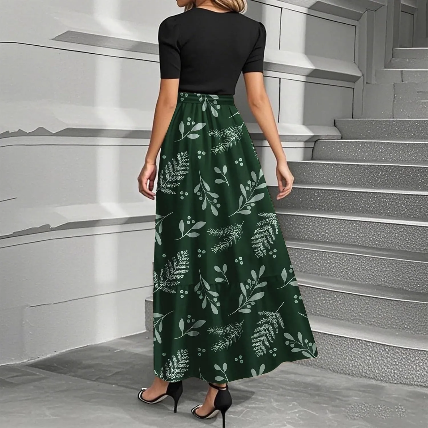 Long Flowy Dress for Women 2025 Plus Size Floral Print Wrap Maxi Dress Summer Elegant Outfit