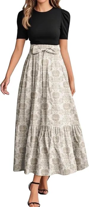 Long Flowy Dress for Women 2025 Plus Size Floral Print Wrap Maxi Dress Summer Elegant Outfit