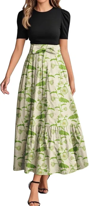 Long Flowy Dress for Women 2025 Plus Size Floral Print Wrap Maxi Dress Summer Elegant Outfit