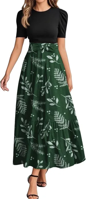 Long Flowy Dress for Women 2025 Plus Size Floral Print Wrap Maxi Dress Summer Elegant Outfit