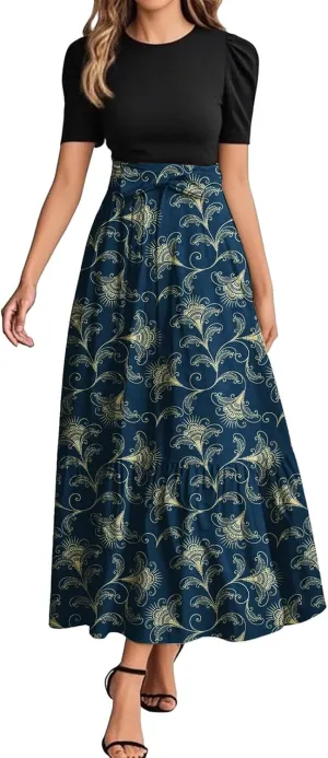 Long Flowy Dress for Women 2025 Plus Size Floral Print Wrap Maxi Dress Summer Elegant Outfit