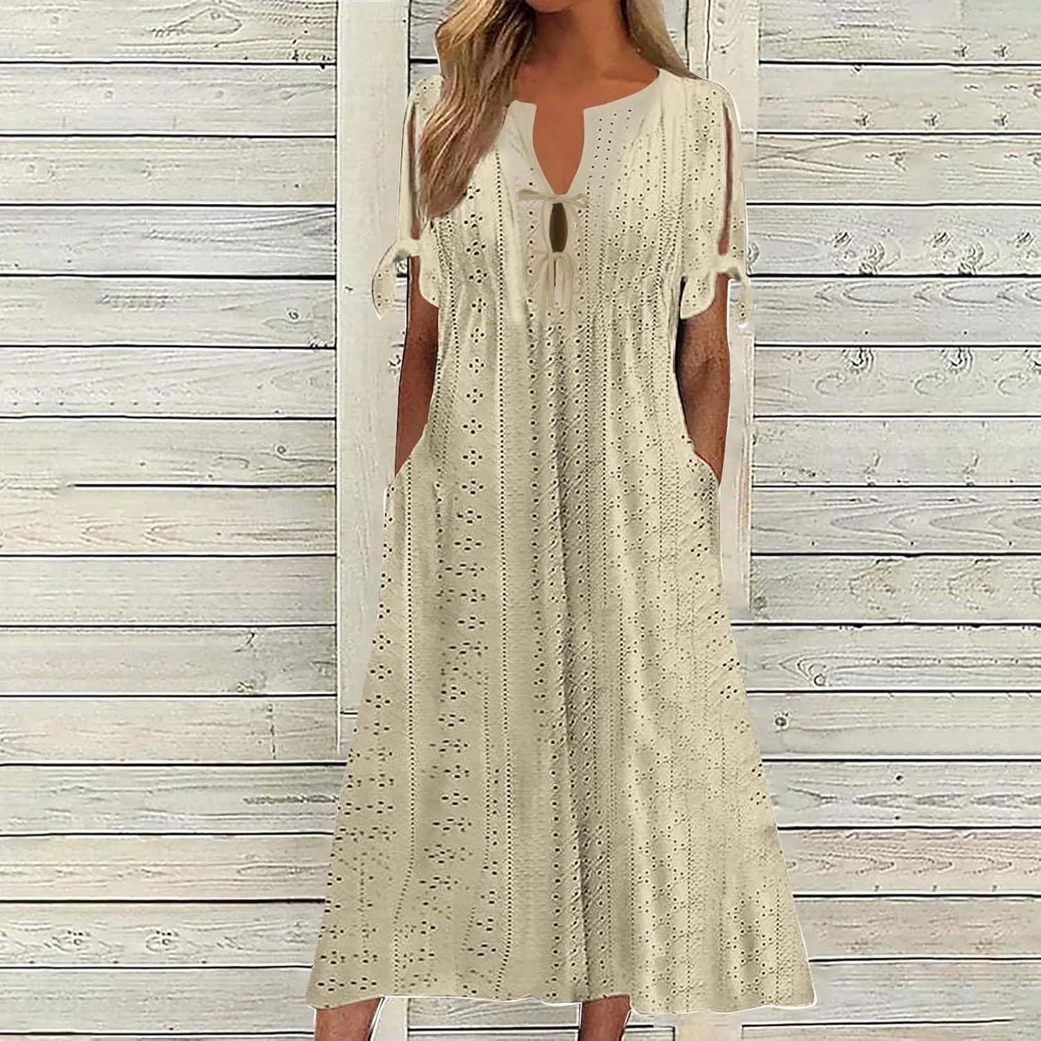 Long Maxi Long Dresses for Women 2025 Trendy Short Sleeve Eyelet Tshirt Dress Casual Summer Beach Vacation Sundresses