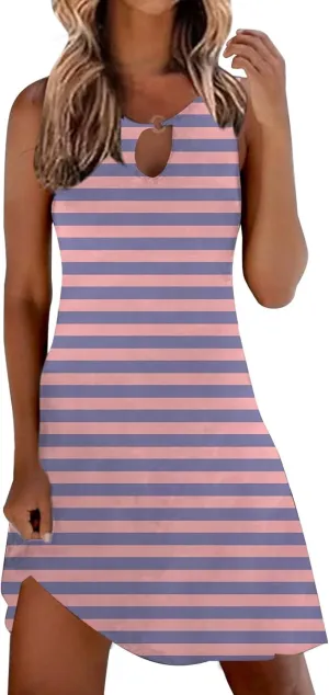 Long Sundresd Sun Dresses for Women 2025 Vacation Beach Casual Summer Sundresses Sleeveless Tank Short Boho Dress