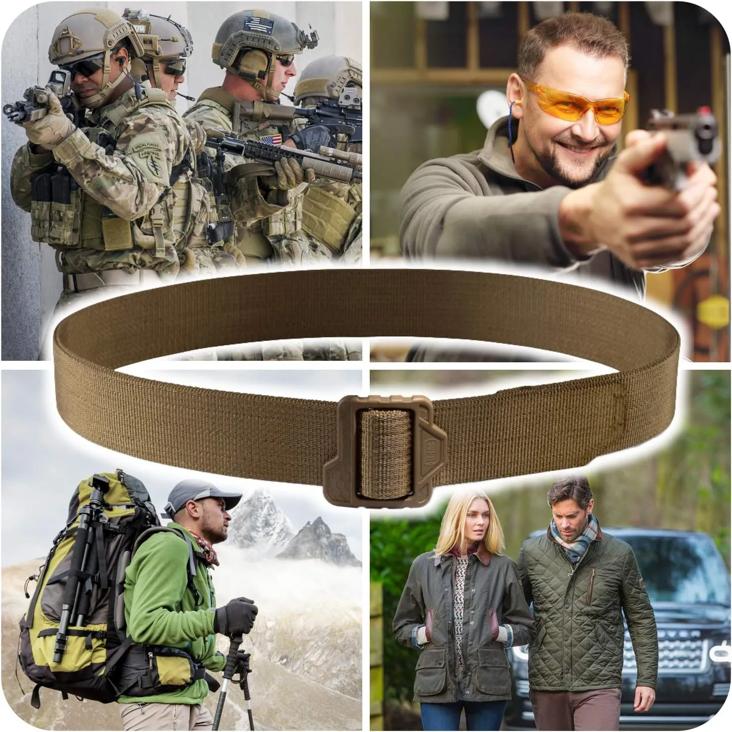 M-Tac Double Duty Tactical Belt - Military Webbing Nylon Utility Belt Plastic Buckle
