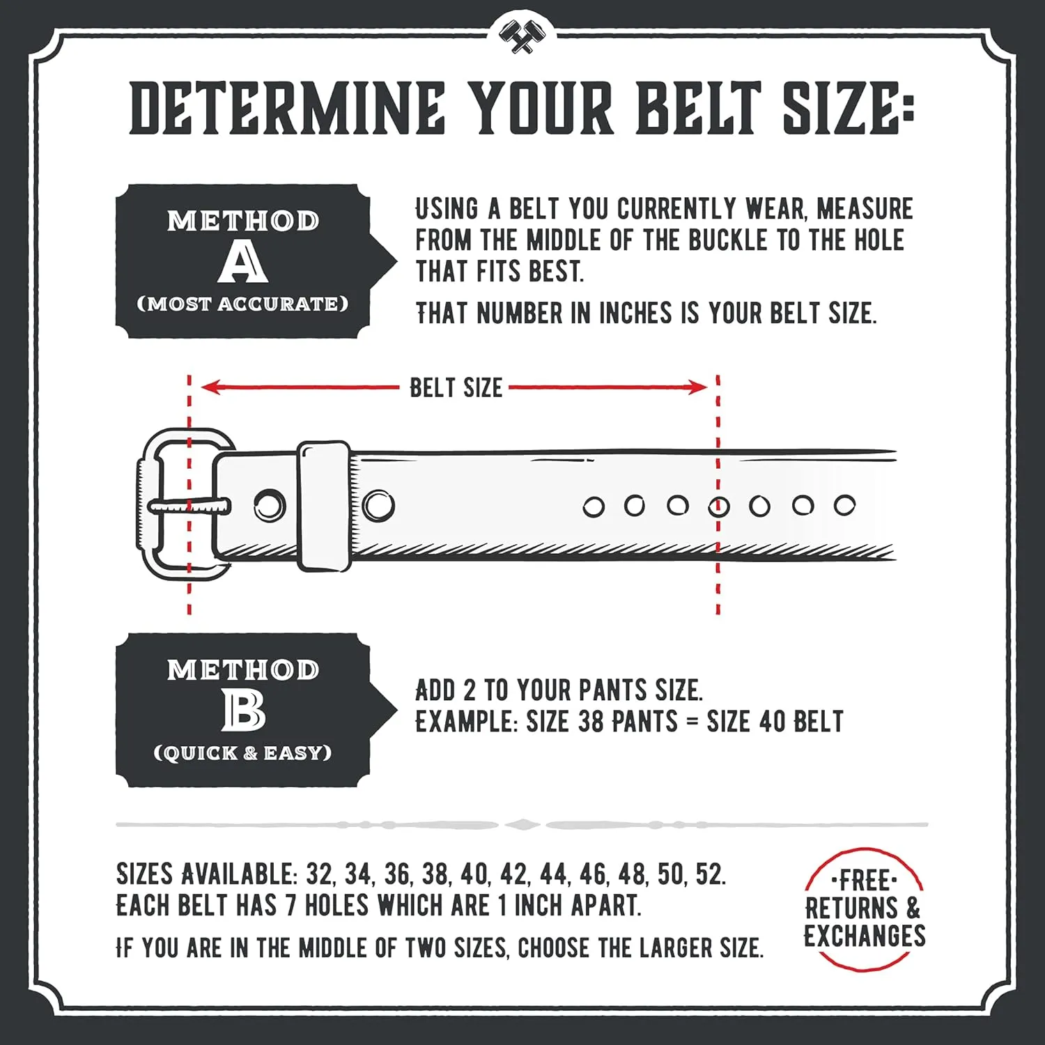 Main Street Forge The Bootlegger Leather Belt | Made in USA | Full Grain Leather | Mens Belt