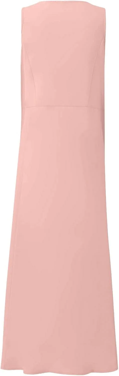 Maxi Dress for Women Linen Dress Summer Sun Dresses 2025 Sleeveless Swing Casual Long Formal with Pockects