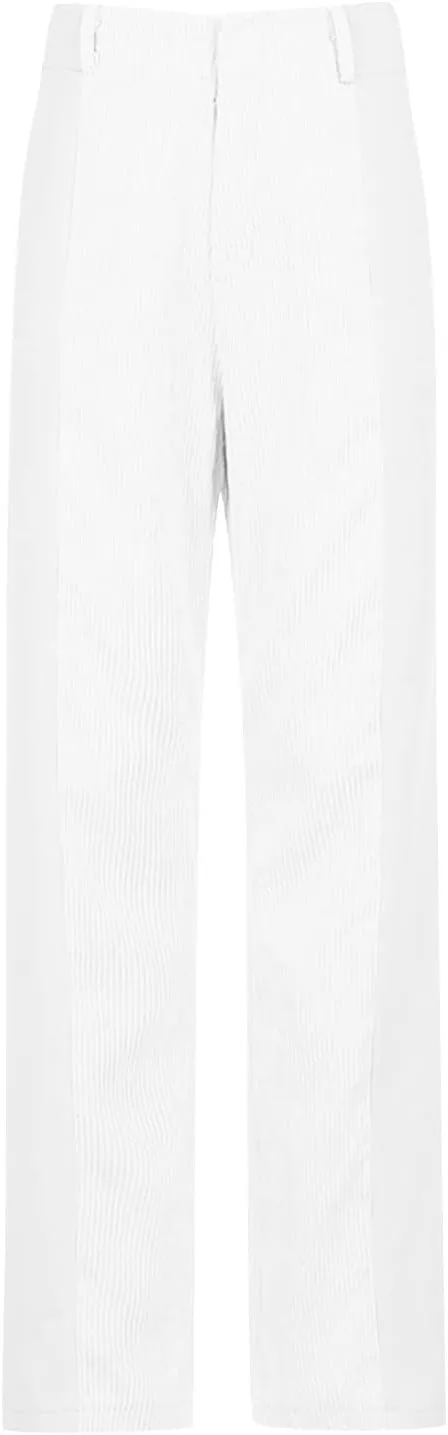 Melliflo High Waist Corduroy Pants for Women Trendy Casual Straight Leg Pants Comfy Loose Fit Trousers with Pockets