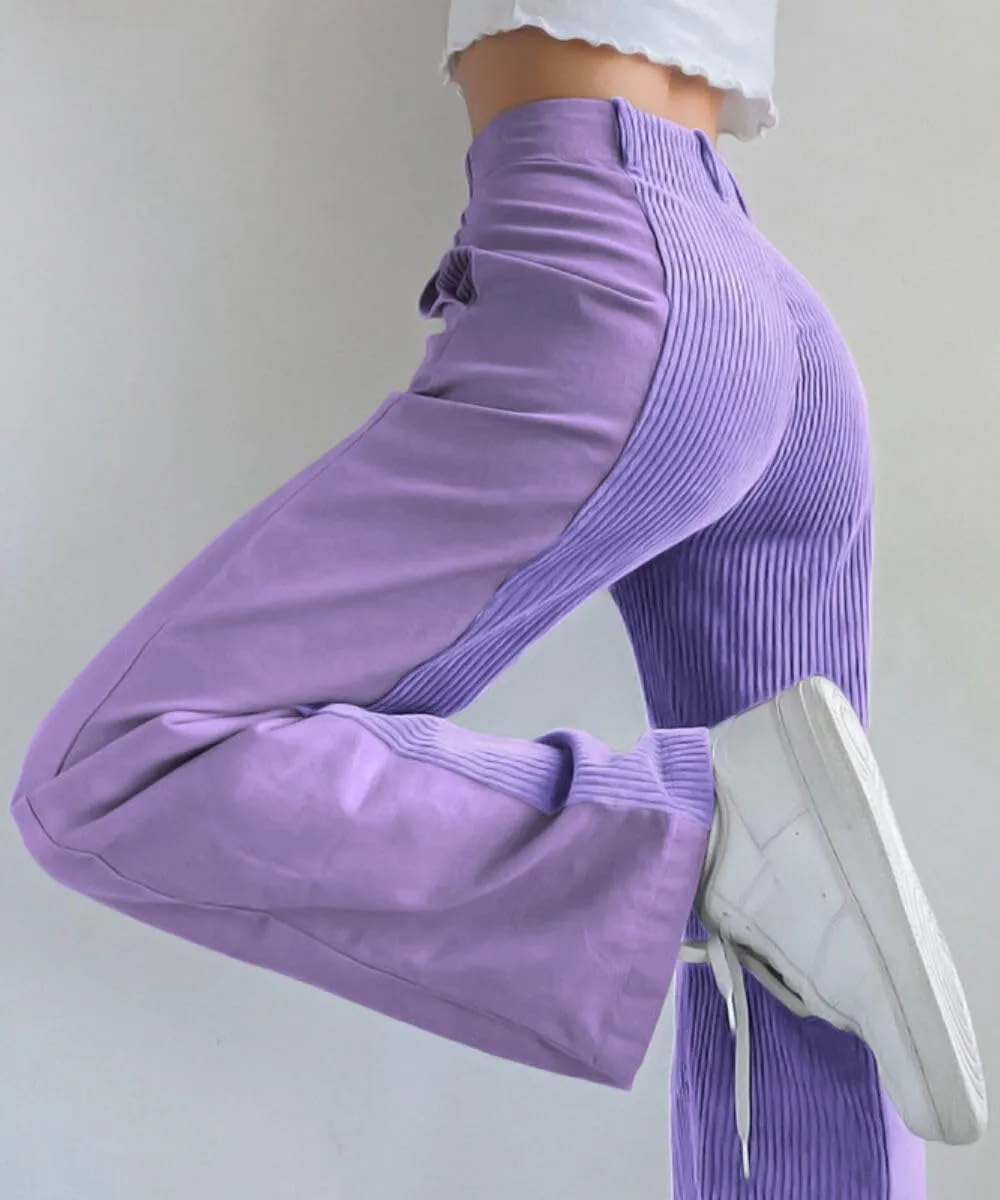 Melliflo High Waist Corduroy Pants for Women Trendy Casual Straight Leg Pants Comfy Loose Fit Trousers with Pockets
