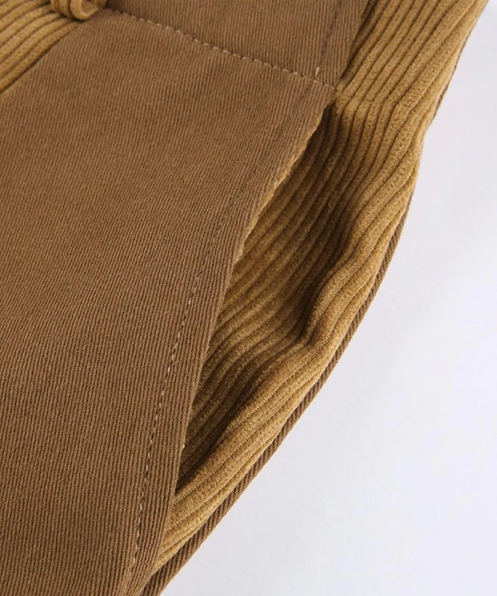 Melliflo High Waist Corduroy Pants for Women Trendy Casual Straight Leg Pants Comfy Loose Fit Trousers with Pockets