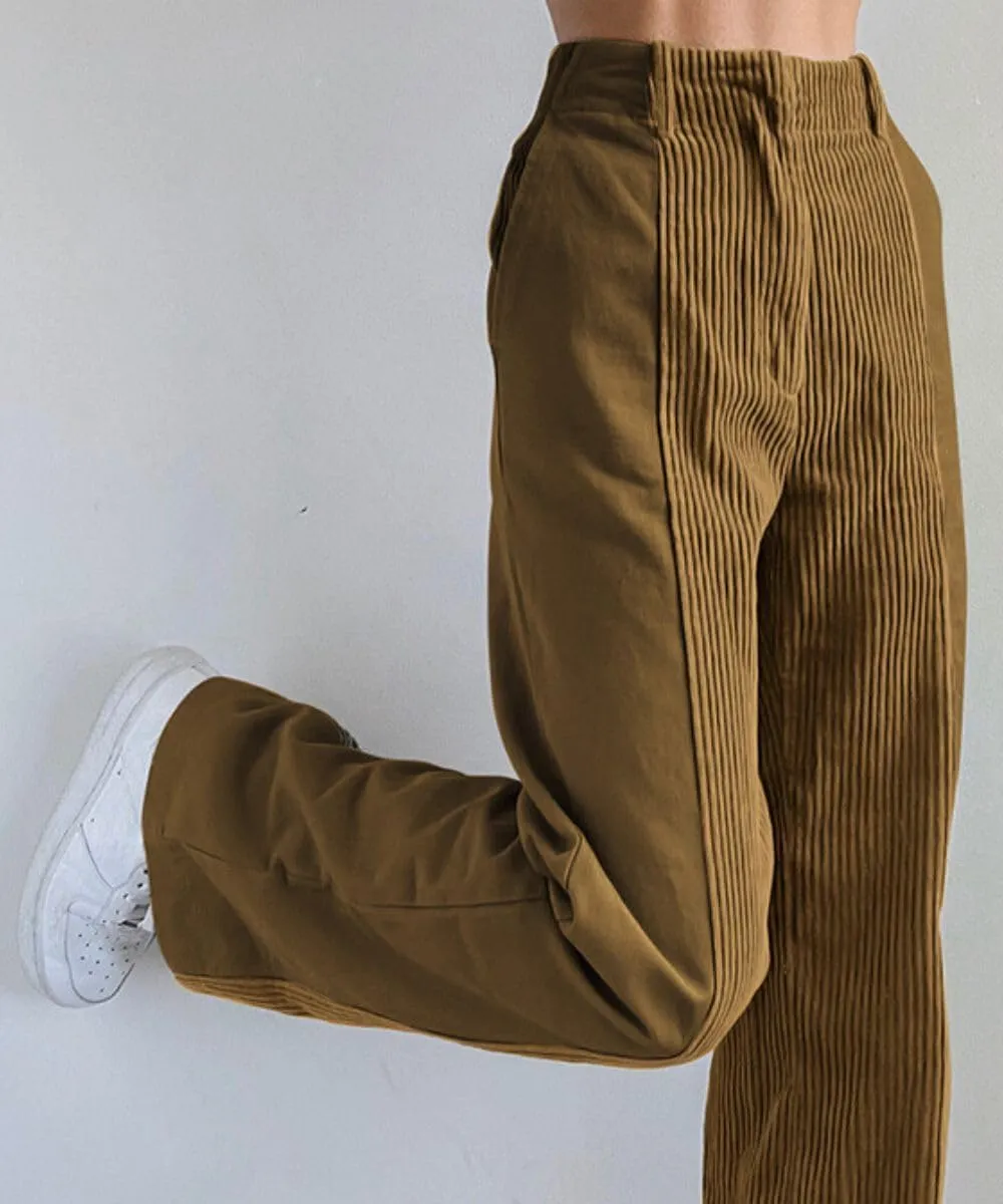 Melliflo High Waist Corduroy Pants for Women Trendy Casual Straight Leg Pants Comfy Loose Fit Trousers with Pockets