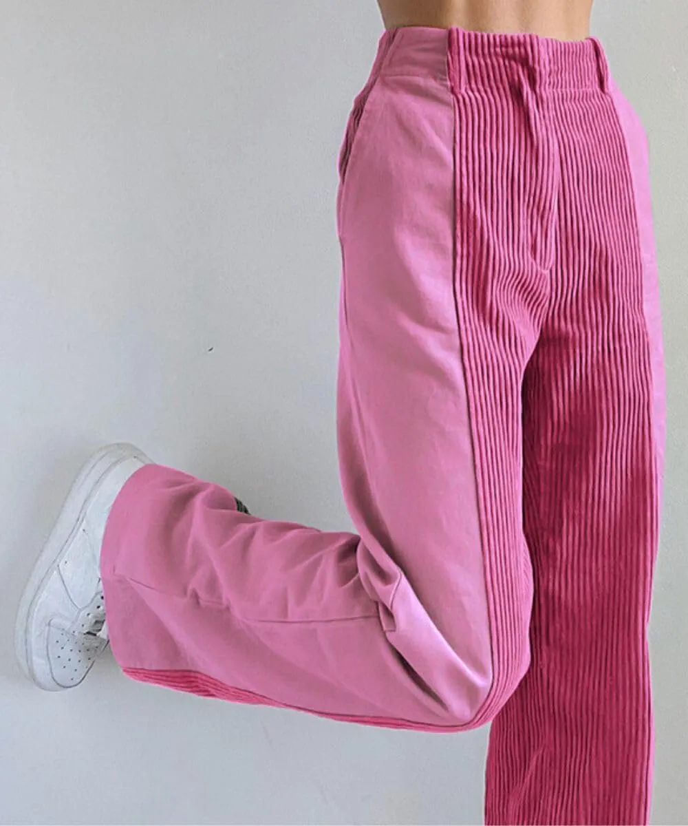 Melliflo High Waist Corduroy Pants for Women Trendy Casual Straight Leg Pants Comfy Loose Fit Trousers with Pockets