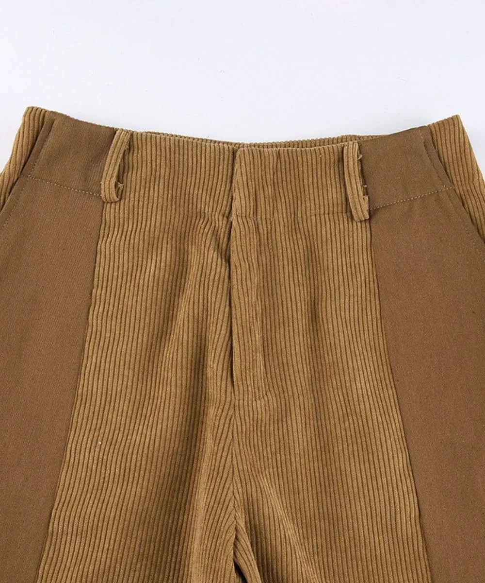 Melliflo High Waist Corduroy Pants for Women Trendy Casual Straight Leg Pants Comfy Loose Fit Trousers with Pockets