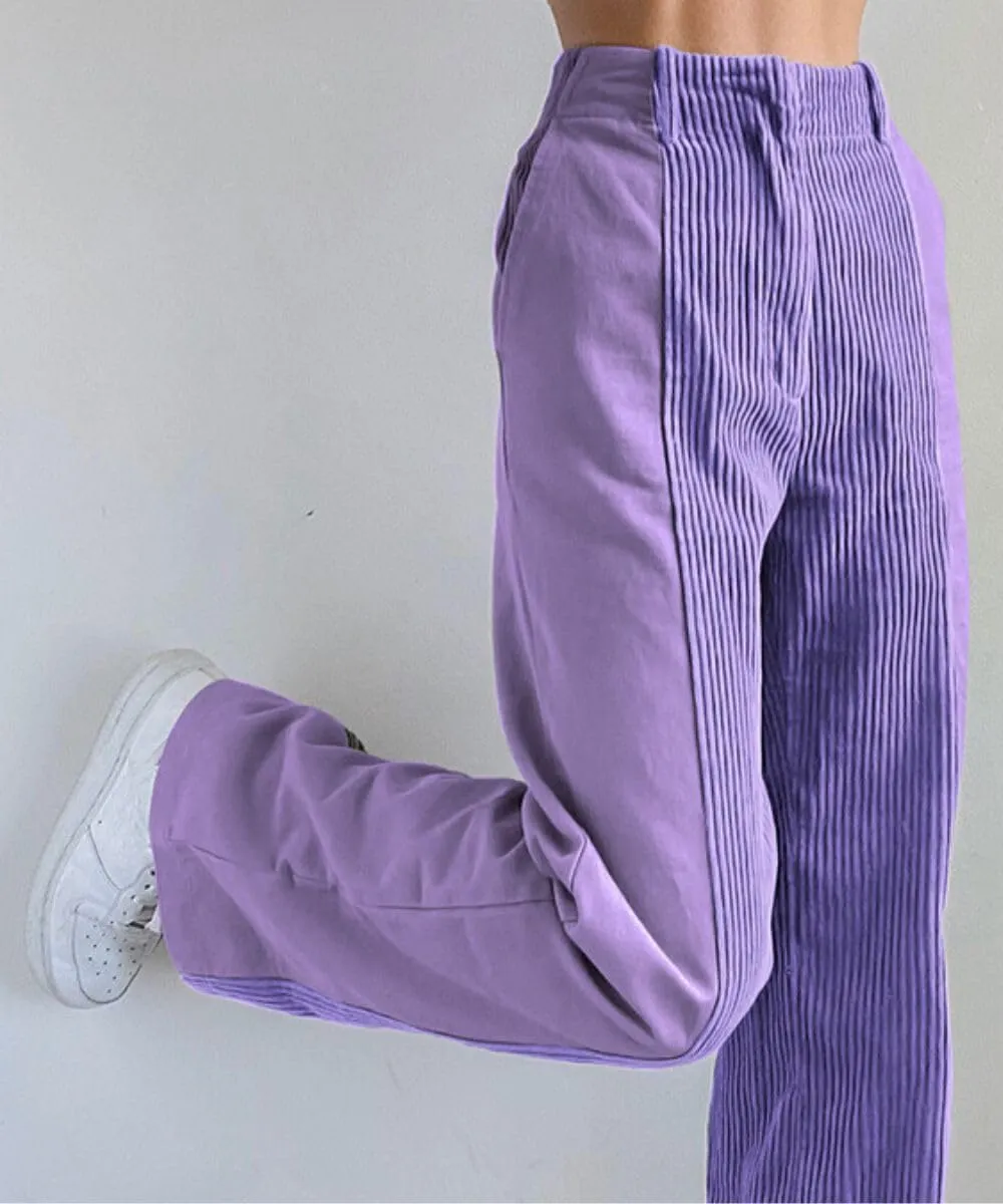 Melliflo High Waist Corduroy Pants for Women Trendy Casual Straight Leg Pants Comfy Loose Fit Trousers with Pockets