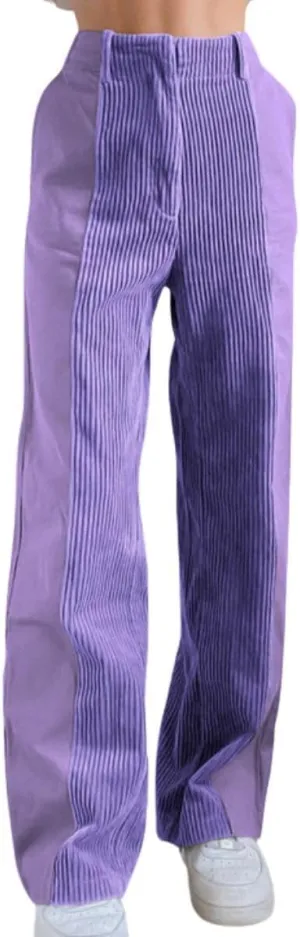 Melliflo High Waist Corduroy Pants for Women Trendy Casual Straight Leg Pants Comfy Loose Fit Trousers with Pockets