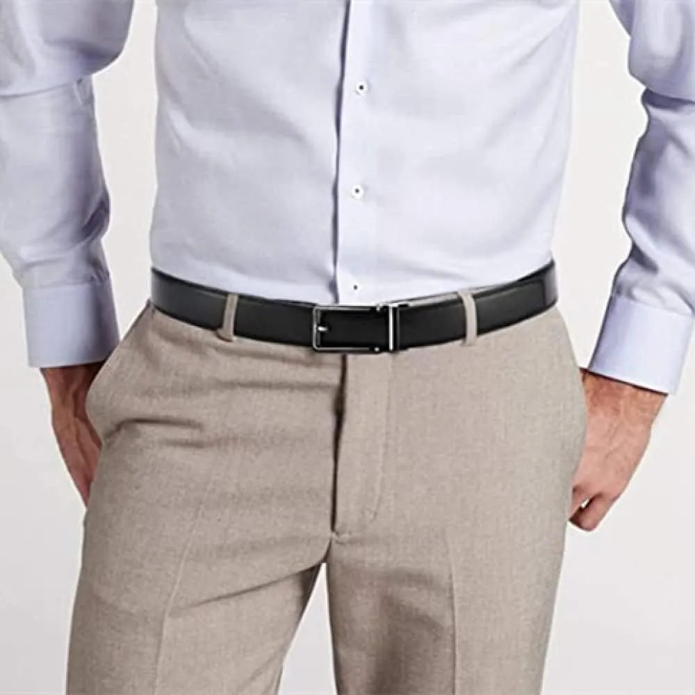 Men's Belt automatic buckle Comfort Leather Ratchet Dress with Slide Buckle -Adjustable Trim to Fit 120cm 130cm 140cm