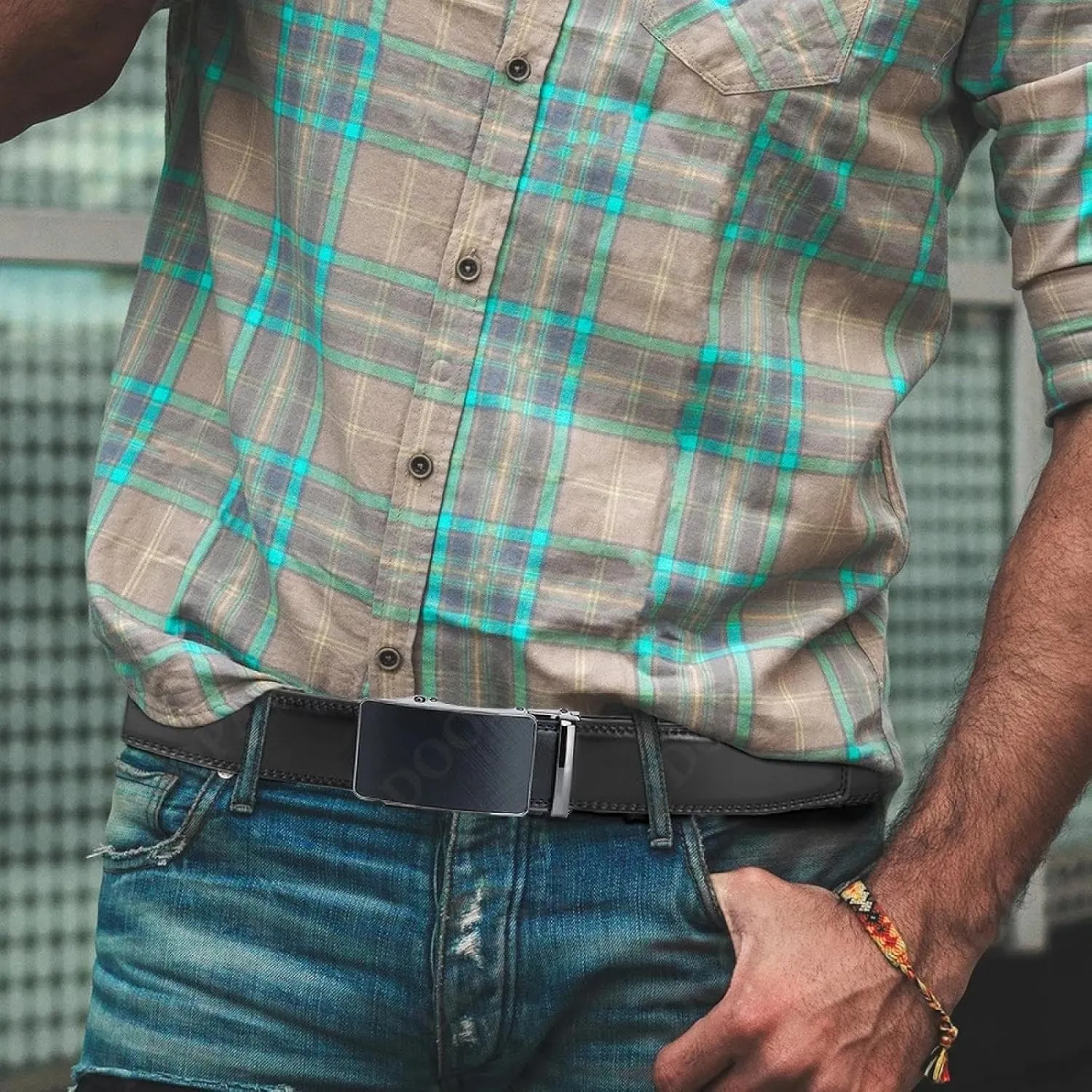 Men's Belt Leather Ratchet Belt Men's Dress and Casual Adjustable Buckle - Fashionable Business Style Belt/strap
