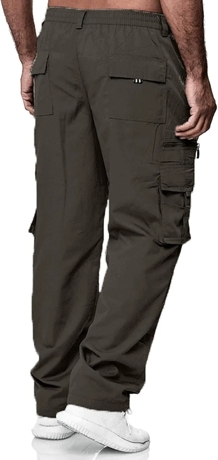 Mens Cargo Pants Print Cargo Pants Drawstring Stretch Elastic Waist Tapered Trousers Cotton Drawstring Chino Cargo Trousers