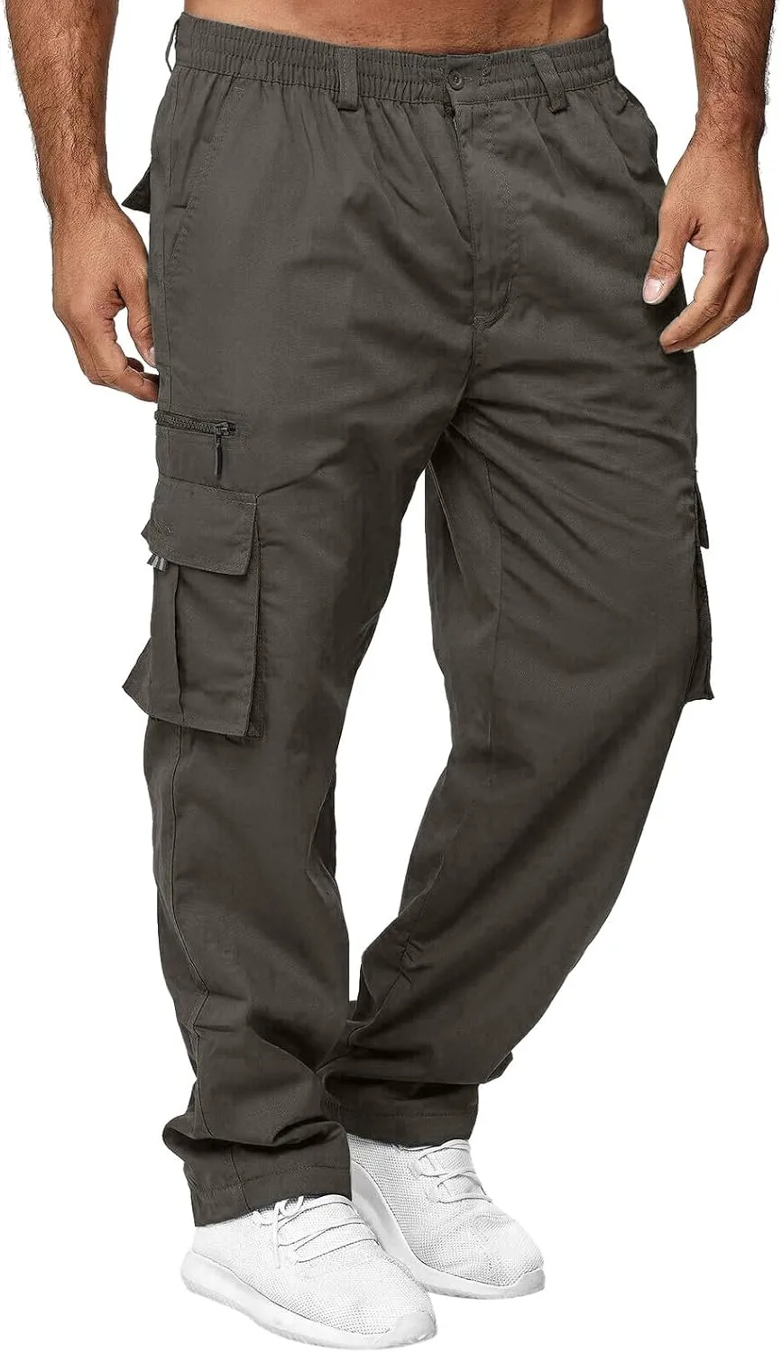 Mens Cargo Pants Print Cargo Pants Drawstring Stretch Elastic Waist Tapered Trousers Cotton Drawstring Chino Cargo Trousers