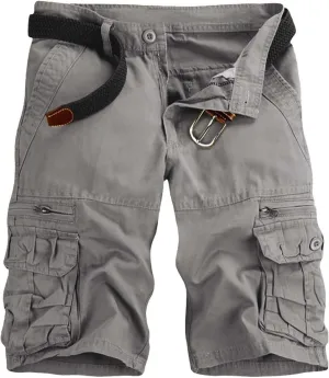 Mens Cargo Shorts Cotton Work Shorts Multi Pocket Casual Workout Shorts for Men NO Belt
