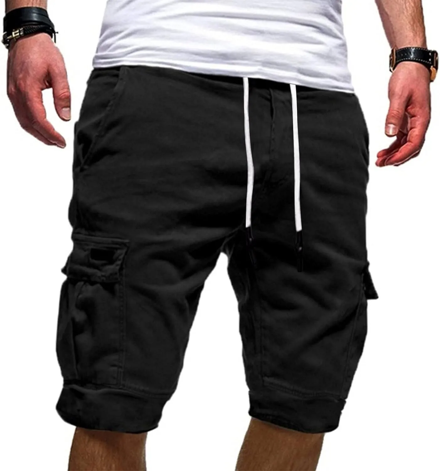 Mens Casual Cargo Shorts - 2025 Drawstring Stretch Summer Beach Shorts Chino Shorts Outdoor Hiking Shorts with 6 Pockets