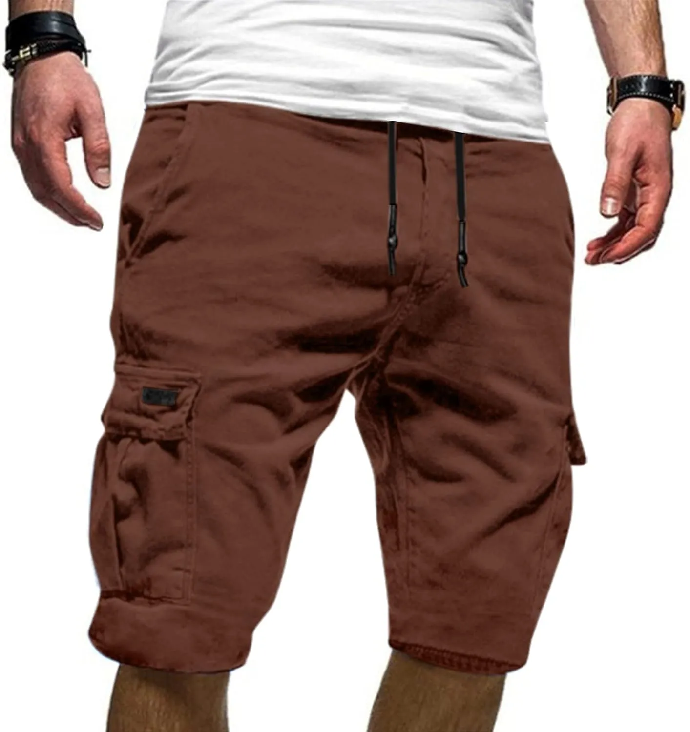 Mens Casual Cargo Shorts - 2025 Drawstring Stretch Summer Beach Shorts Chino Shorts Outdoor Hiking Shorts with 6 Pockets