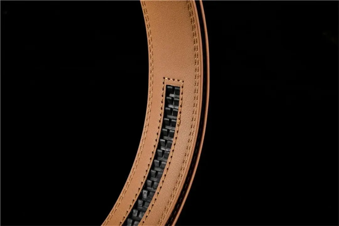 Men's Genuine Leather Ratchet Dress Belt With Automatic Buckle Belts