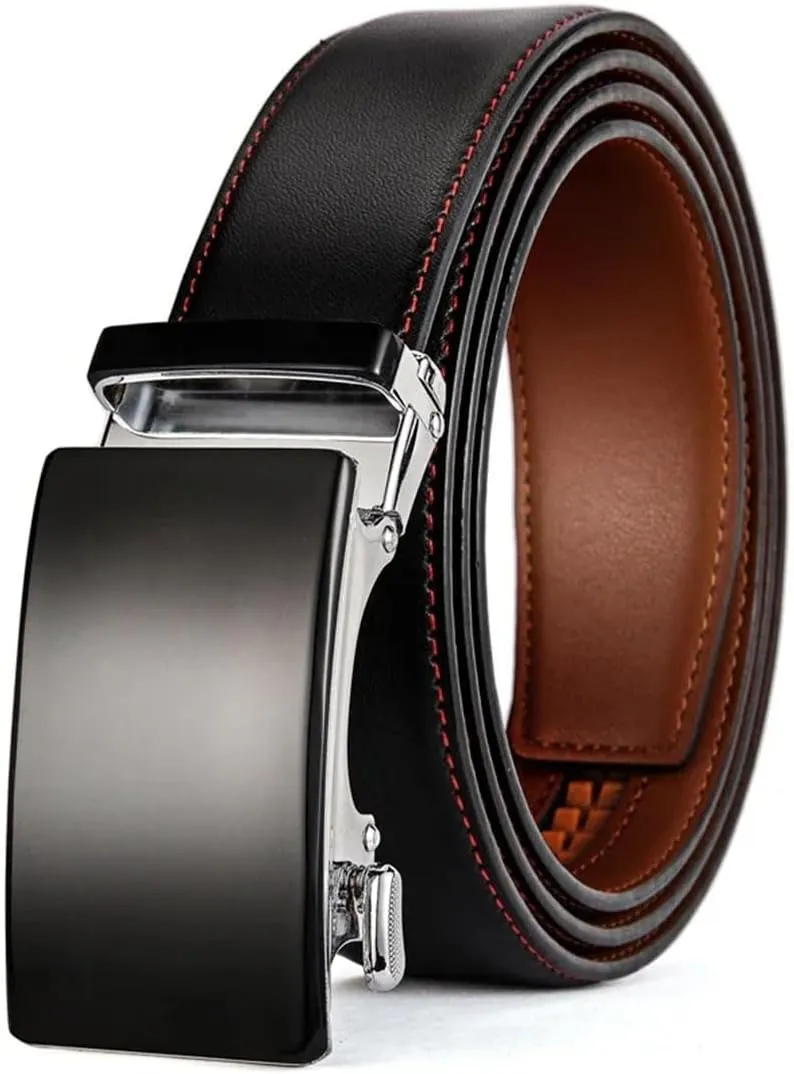 Men's Genuine Leather Ratchet Dress Belt With Automatic Buckle Belts