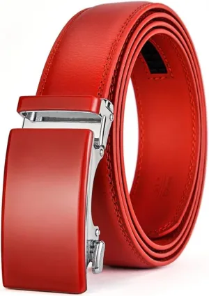 Men's Genuine Leather Ratchet Dress Belt With Automatic Buckle Belts